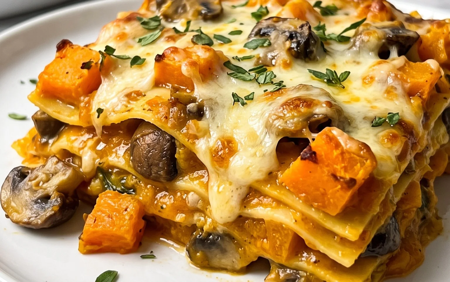 Lasagnes végétariennes à la butternut et aux champignons
